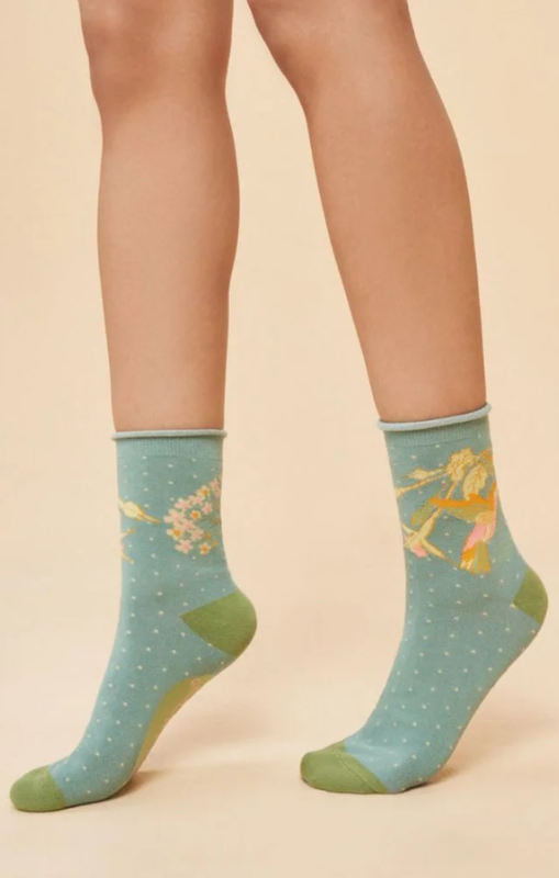 Powder - Ladies Ankle Socks - Hummingbird Aqua - SOC654