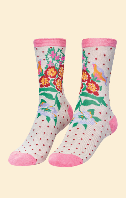 Powder - Wonderful Posie Ankle Socks - Coconut - SOC574