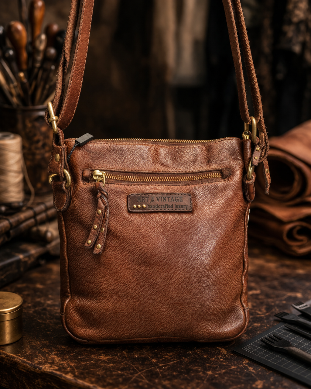 Art 'N Vintage - Lacey Crossbody - Oak Leather - W2621