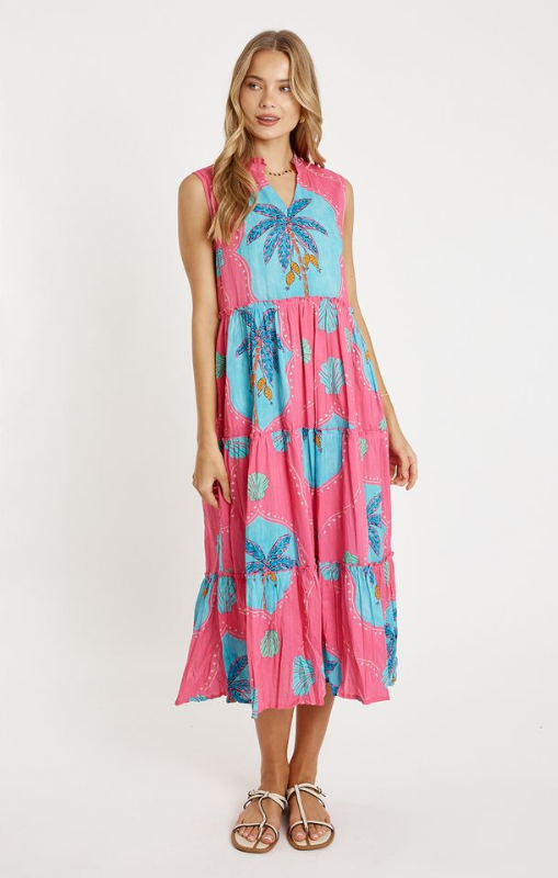 Anaya tiered midi pink lula life princess bazaar