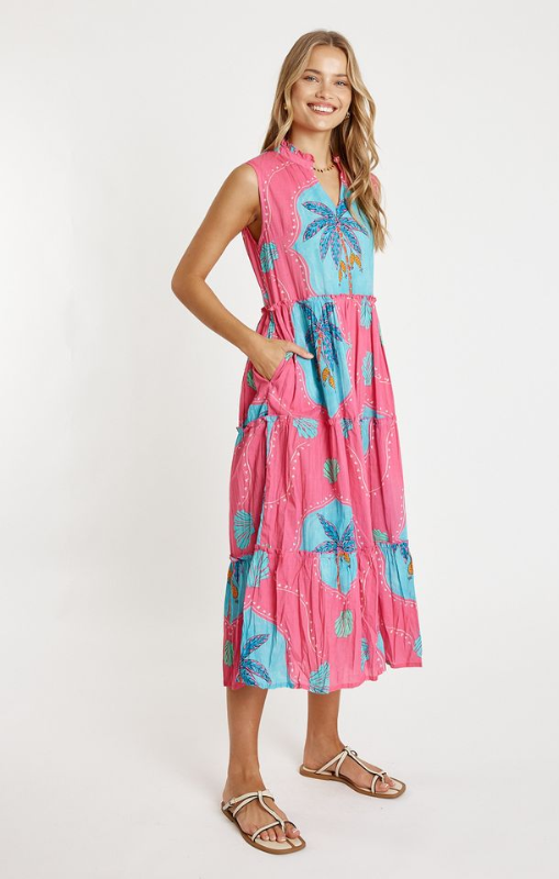 Anaya tiered midi pink lula life princess bazaar