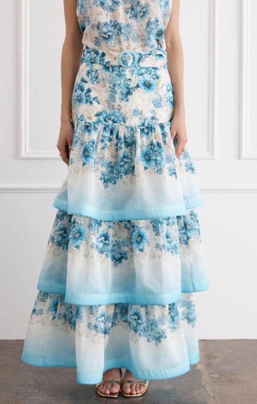 Aqua blu celeste maxi skirt dauphine ap25045DA princess bazaar1