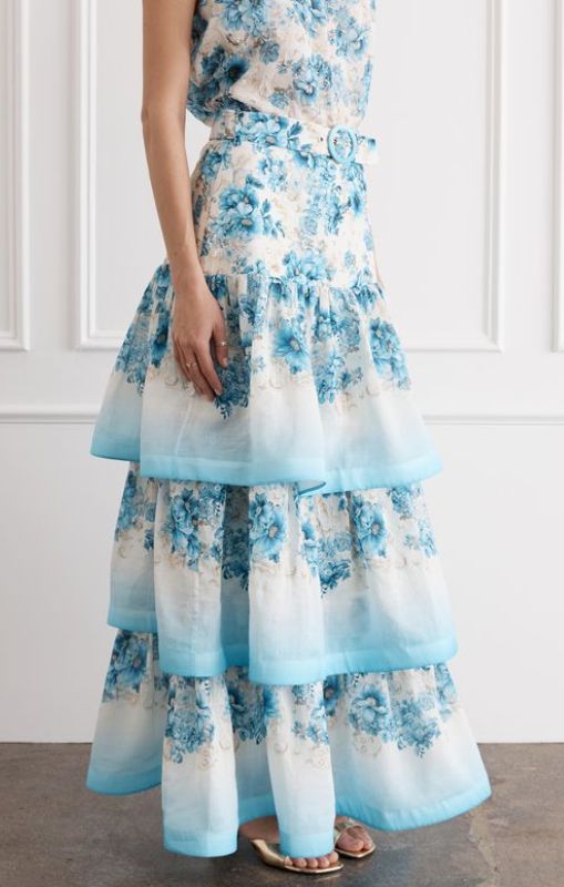 Aqua blu celeste maxi skirt dauphine ap25045DA princess bazaar1