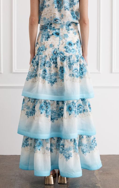 Aqua blu celeste maxi skirt dauphine ap25045DA princess bazaar1