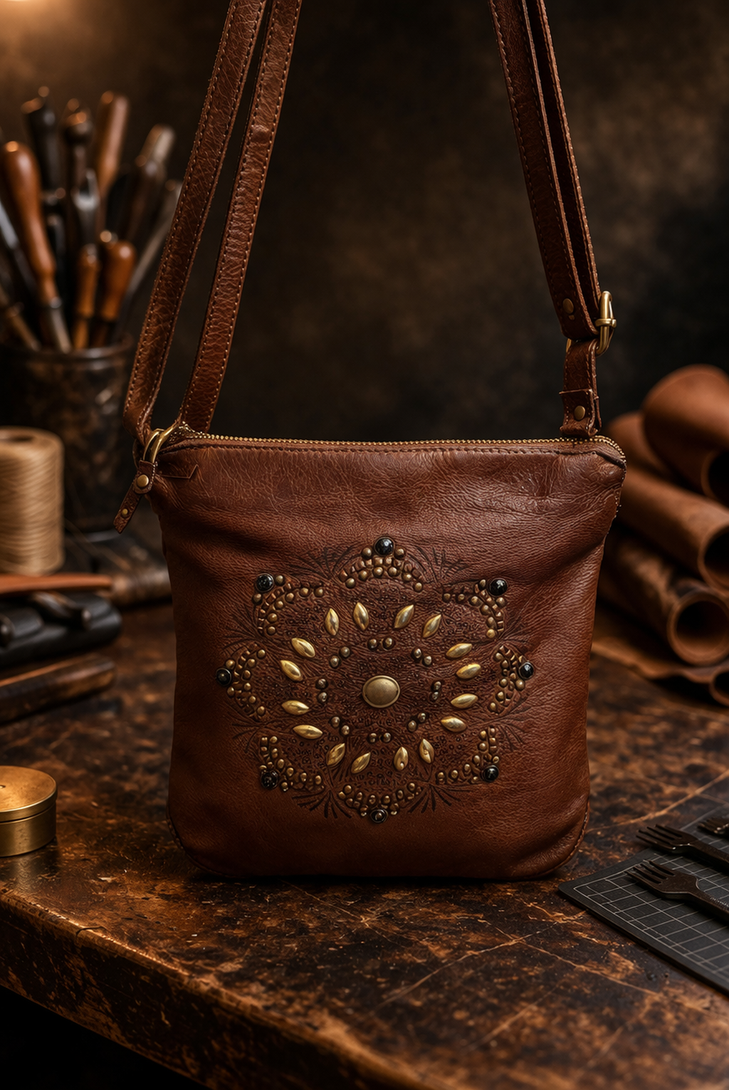 Art 'N Vintage - Lacey Crossbody - Oak Leather - W2621