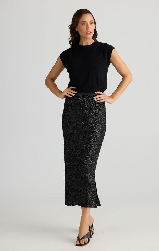 BT25405-1 Razzle black sequin skirt brave_True princessbazaar