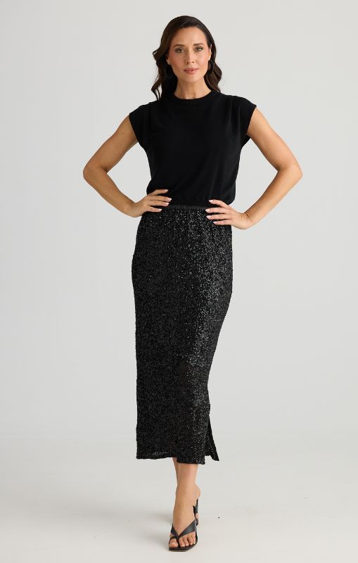 BT25405-1 Razzle black sequin skirt brave_True princessbazaar