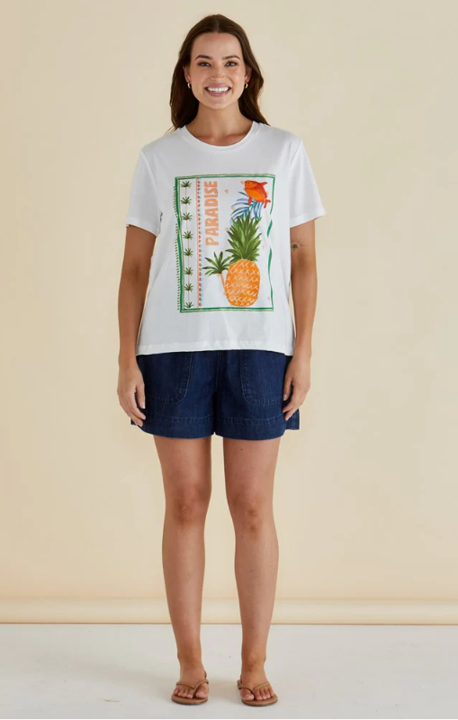 Betty Basics - Ellia Crew Tee - Paradise Beach Print
