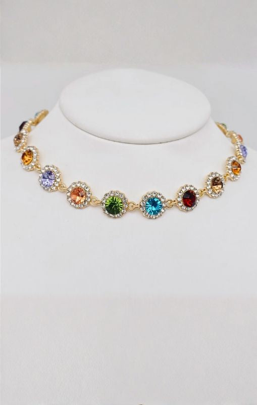 Bhyza Coloured Rhinestone chain choker necklace MIO54591 Princess Bazaar1