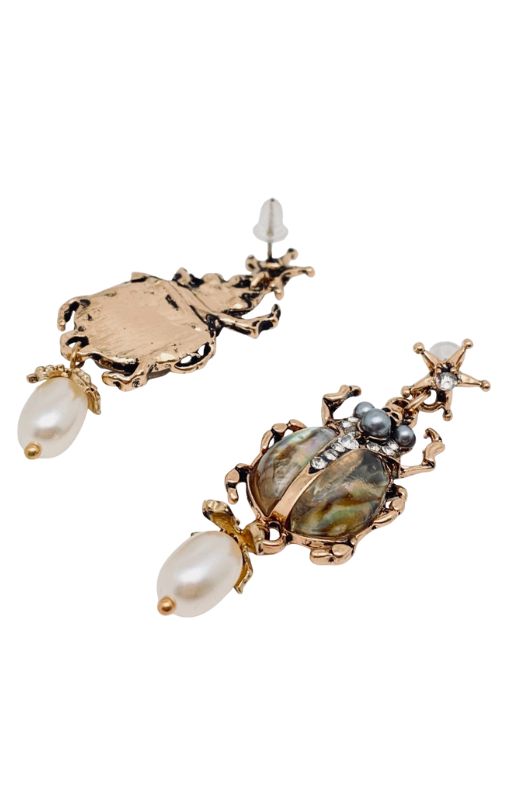 Bhyza Vintage Insect Pearl Pendant earrings MIO45134 Princess Bazaar2