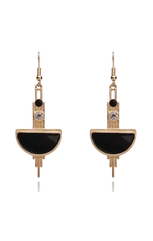 BlackandGoldArtDecoEarrings1920sStyleLongDropEarringslovettandcoprincessbazaar1