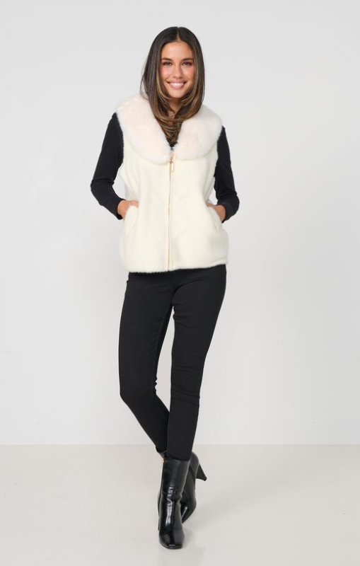 CZ1173 Vest Faux Fur collar white caju princess bazaar
