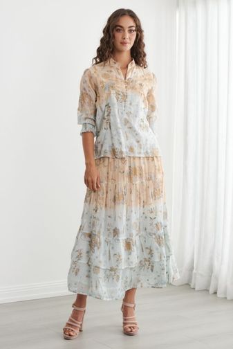 CZ1212 Floral Foil blouse caju princess bazaar