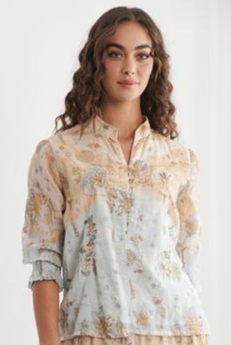 CZ1212 Floral Foil blouse caju princess bazaar