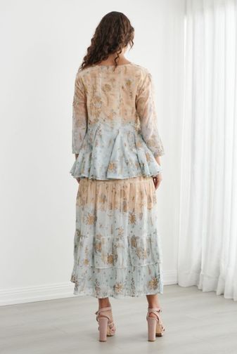 CZ1215 Floral Foil Tie front blouse caju princess bazaar