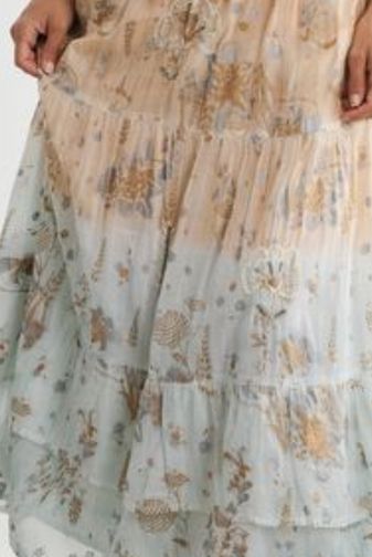 CZ1216 Floral foil tiered skirt caju princess bazaar