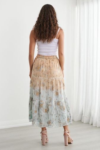 CZ1216 Floral foil tiered skirt caju princess bazaar