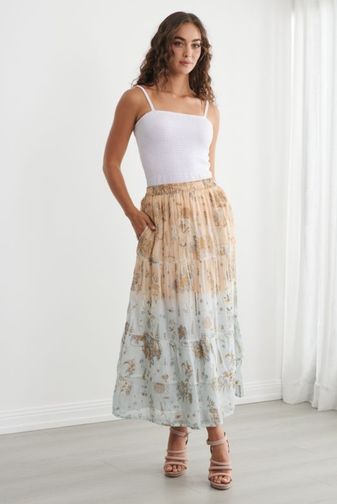 CZ1216 Floral foil tiered skirt caju princess bazaar