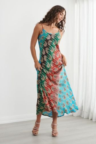 Caju - Tahlia Topical Palm Slip Dress - CZ1252