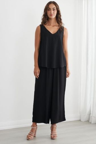 CZ1281 Tina swing v neck tank top black caju princess bazaar