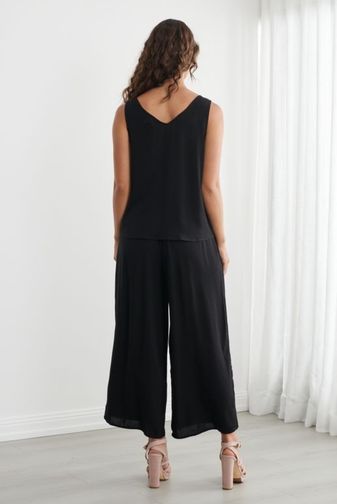 CZ1281 Tina swing v neck tank top black caju princess bazaar