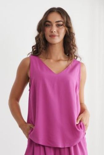CZ1281 Tina swing v neck tank top magenta caju princess bazaar