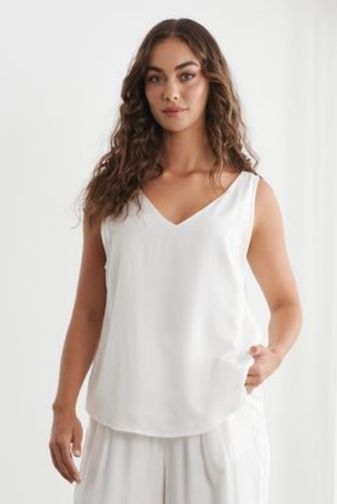 CZ1281 Tina swing v neck tank top white caju princess bazaar