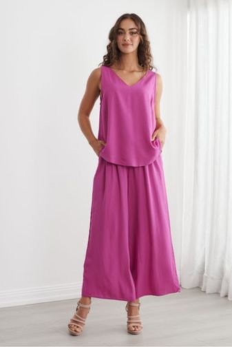 CZ1281 Tina swing v neck tank top magenta caju princess bazaar