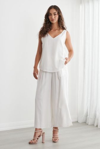 CZ1281 Tina swing v neck tank top white caju princess bazaar