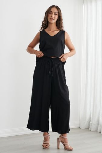 CZ1283 Lara wide leg pant black caju princess bazaar