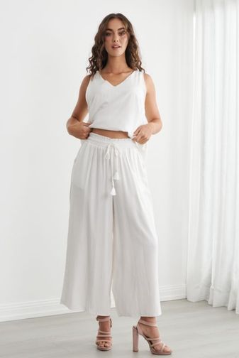 CZ1283 Lara wide leg pant white caju princess bazaar