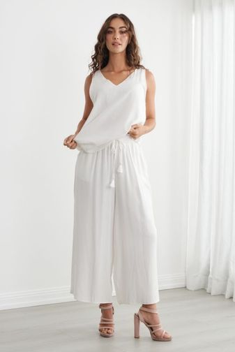 CZ1283 Lara wide leg pant white caju princess bazaar