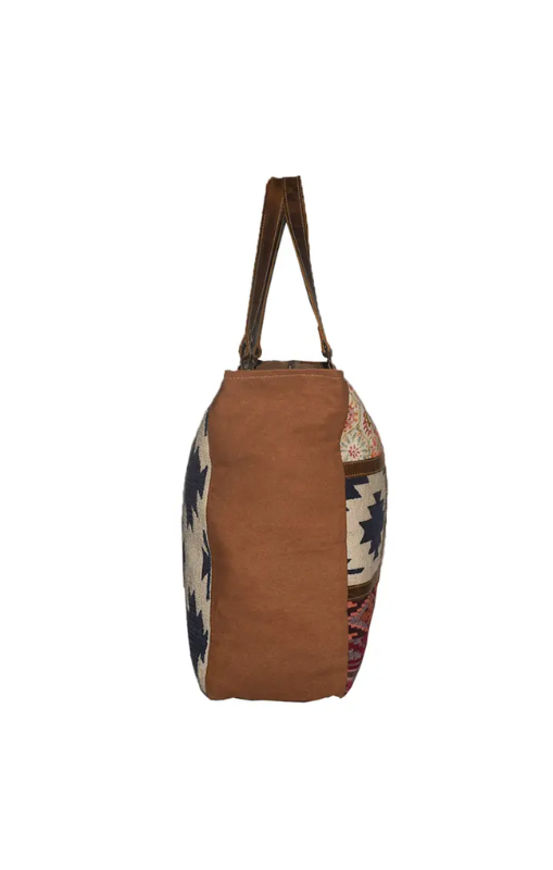 Hopofly - Canvas &amp; Leather Overnight Multi Patch Weekender Bag - JH-6043