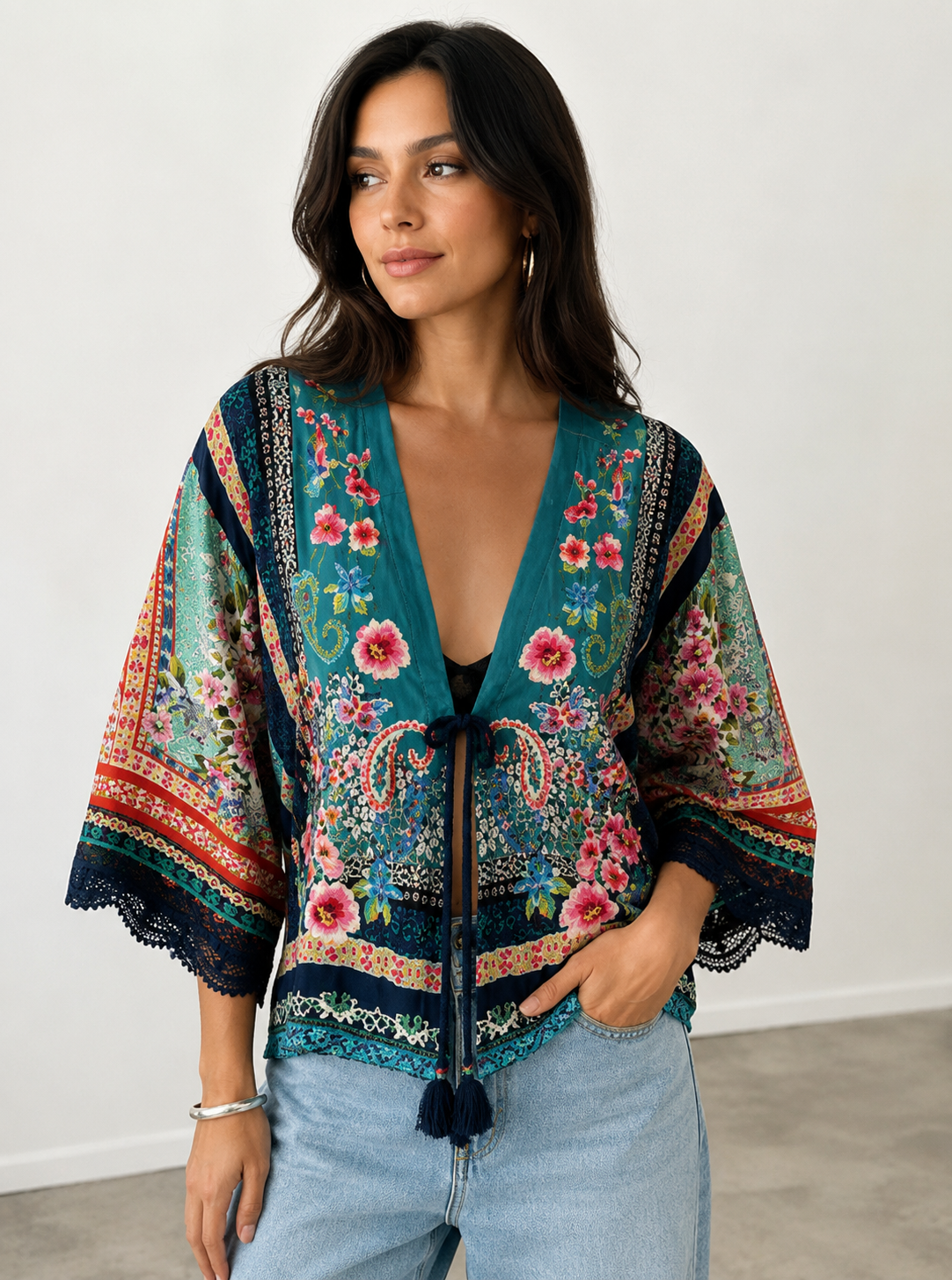 Johnny Was - ROMANA SHORT KIMONO - Romana Scarf