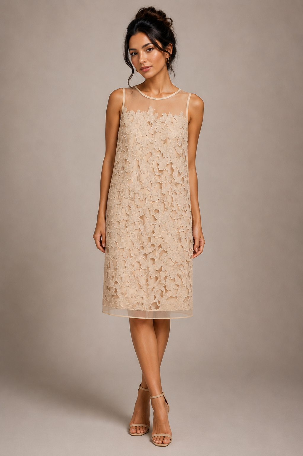 Outlet - Ana Alcazar - Beige Net Dress - 043932-1836