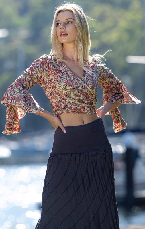 Cienna Shula frill sleeve tie top princess bazaar