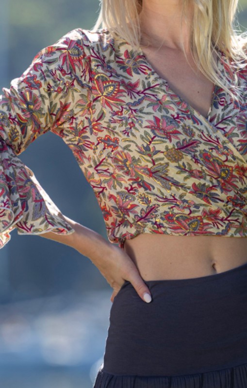 Cienna Shula frill sleeve tie top princess bazaar