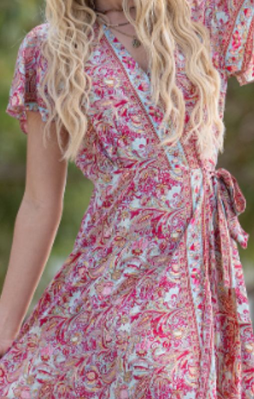 Cleo short sleeve wrap dress LDR-54 Cienna princess bazaar