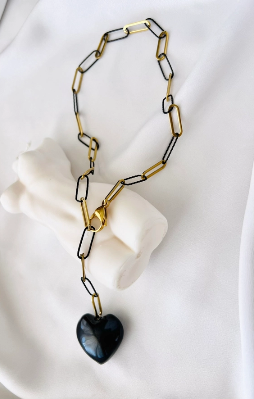 Goupi - Gold and Black Chain Charm Necklace