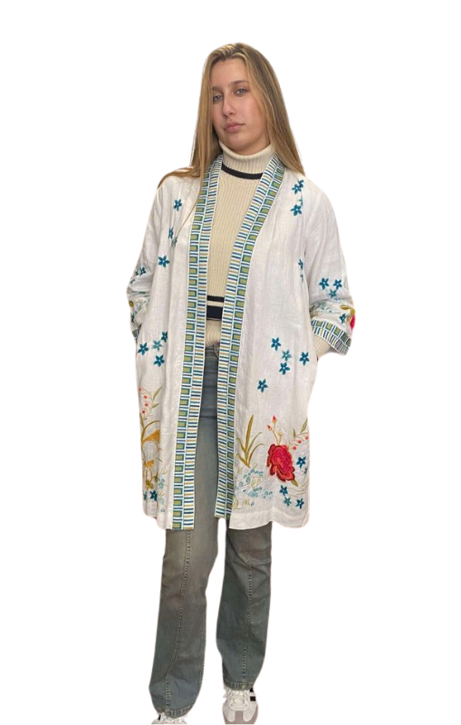 Johnny Was - Linen Kimono Coat - Celina - White