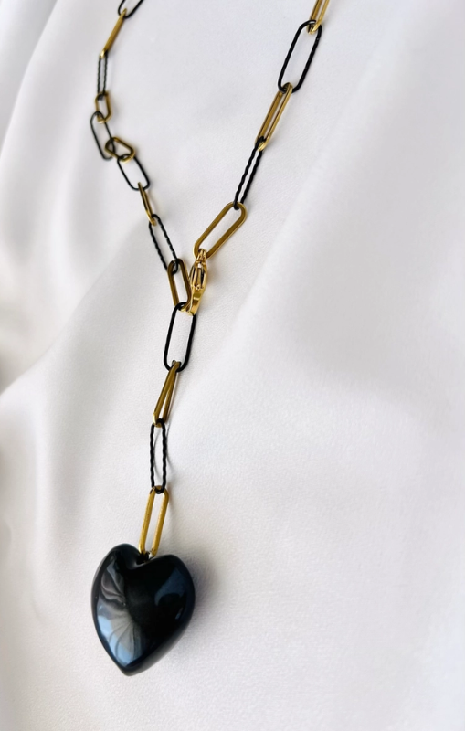 Goupi - Gold and Black Chain Charm Necklace