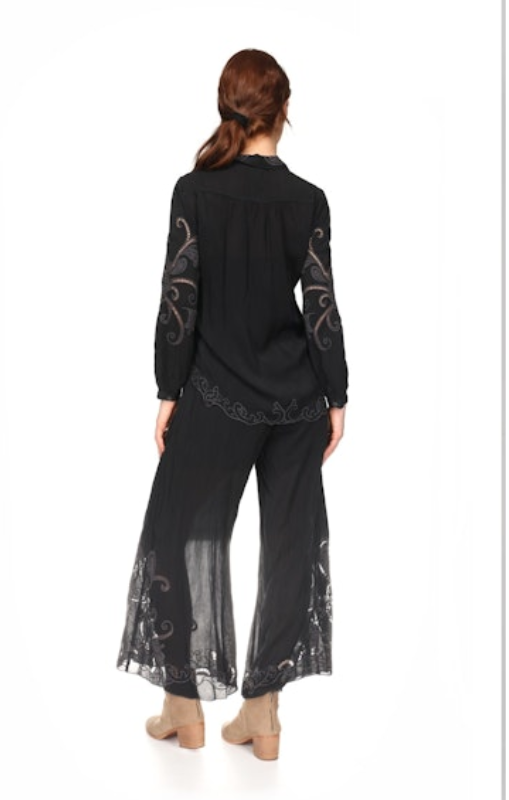 JOHNNY WAS - CHRYSSIE CAMP SHIRT - ROSEANN BLACK