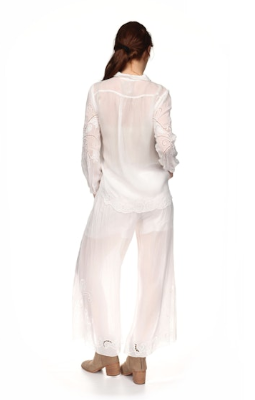 JOHNNY WAS - CHRYSSIE CAMP SHIRT - ROSEANN WHITE - last one