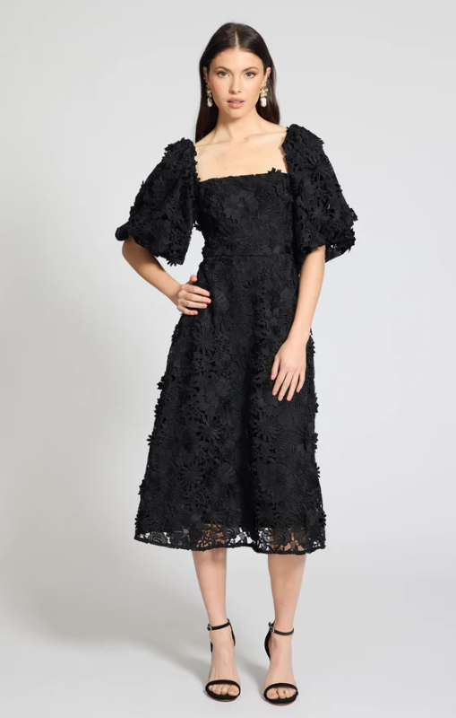 HONEY & BEAU - KESHIA MIDI DRESS BLACK - HM251002