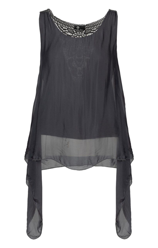 M Made in Iraly - Woven Sleevless Top Black - 15/64844S