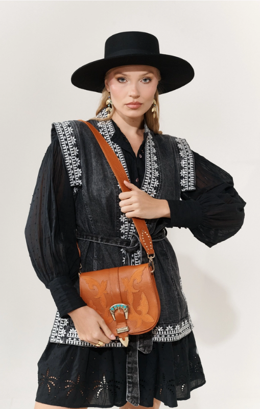 Piti Cuiti - Bandolera Western Leather Shoulder Bag - H008B