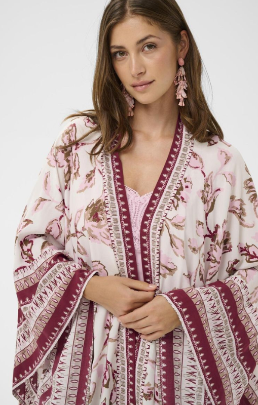 Cream - Kamoil Kimono - Pink Flower