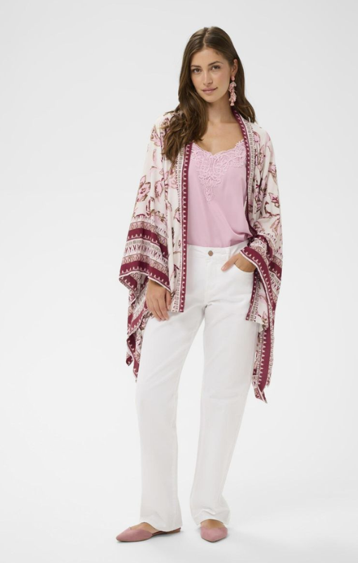 Cream - Kamoil Kimono - Pink Flower