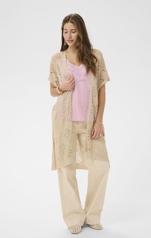 Cream - Yda Long Vest - Perfectly Pale