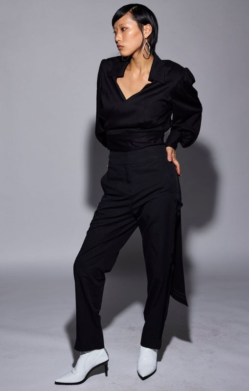 Dref_By_D - Cosmo Wrap Top Black - DD0320BL